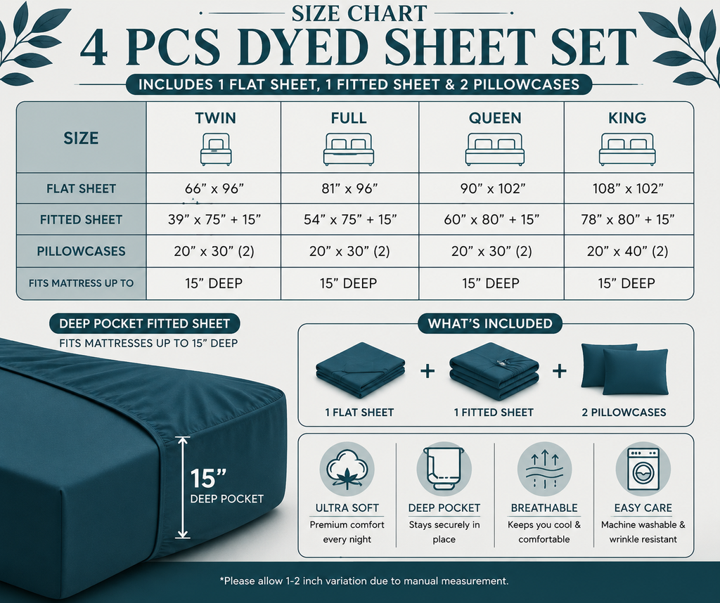 Khawab Home 4 PCS Dark Teal Sheet Set