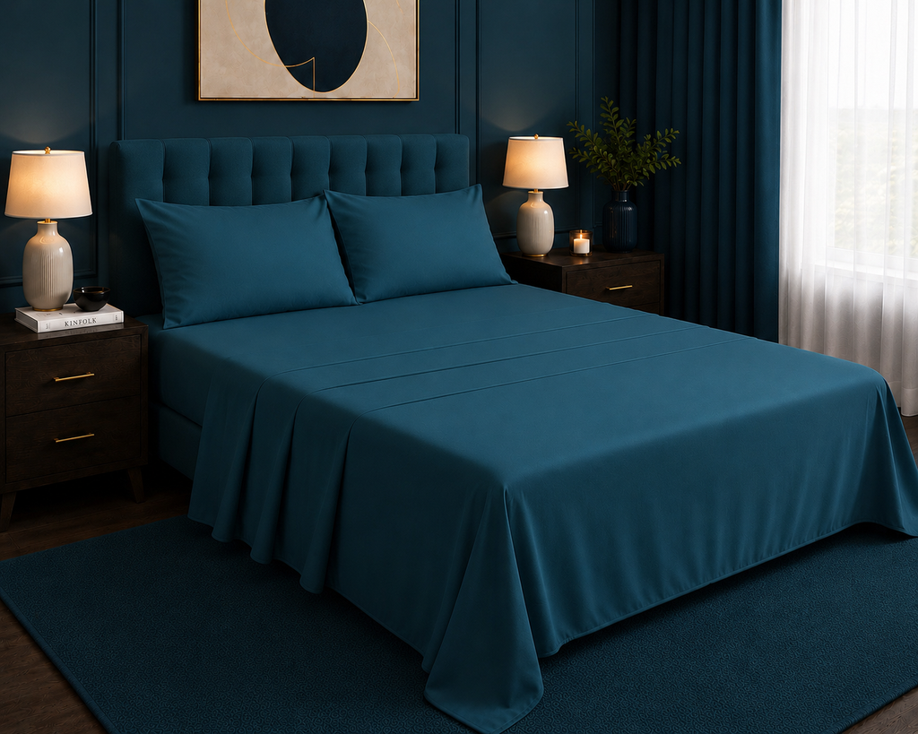 Khawab Home 4 PCS Dark Teal Sheet Set