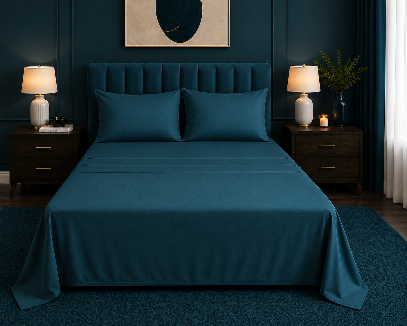 Khawab Home 4 PCS Dark Teal Sheet Set