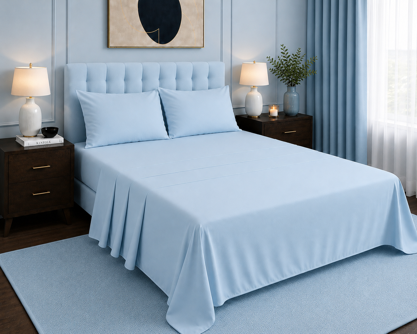 Khawab Home 4 PCS Light Blue Sheet Set