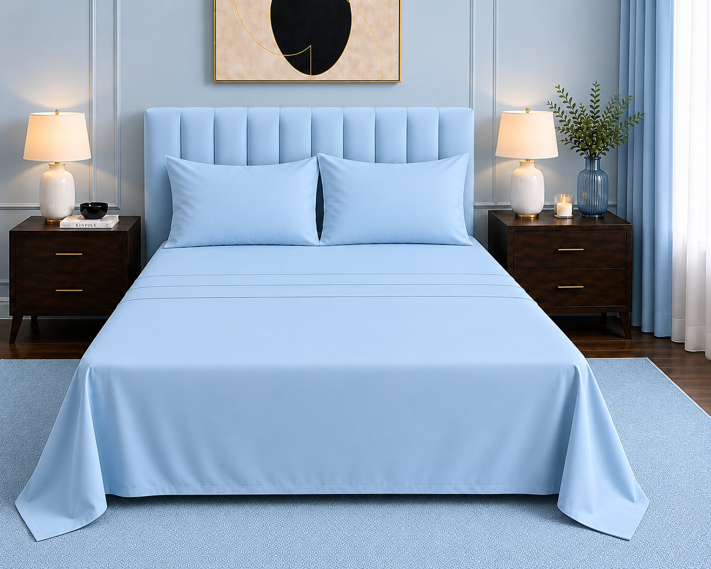 Khawab Home 4 PCS Light Blue Sheet Set