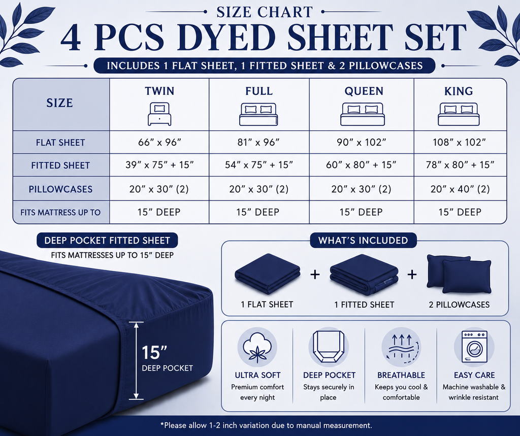 Khawab Home 4 PCS Navy Indigo Sheet Set