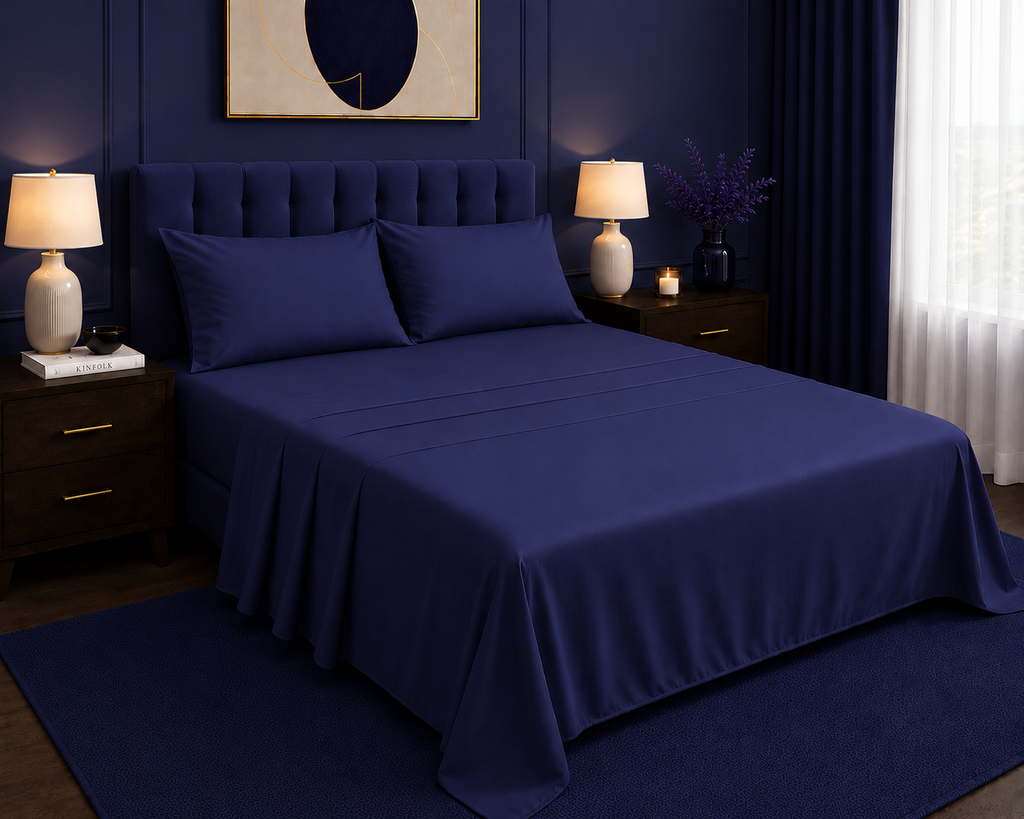 Khawab Home 4 PCS Navy Indigo Sheet Set