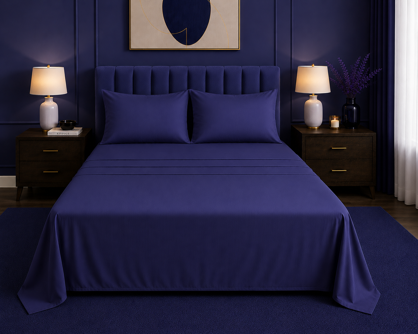 Khawab Home 4 PCS Navy Indigo Sheet Set