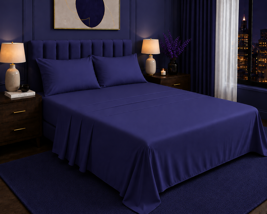 Khawab Home 4 PCS Navy Indigo Sheet Set
