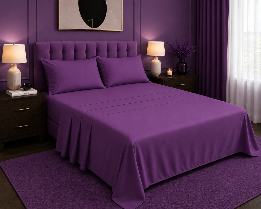 Khawab Home 4 PCS Plum Sheet Set