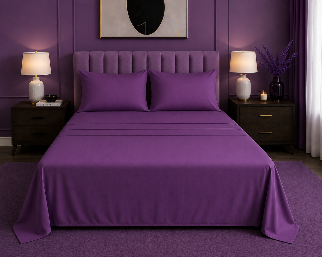 Khawab Home 4 PCS Plum Sheet Set