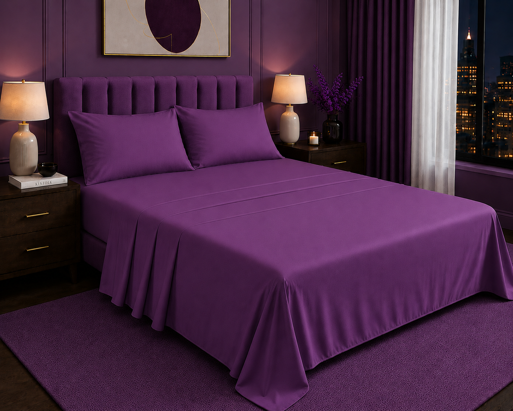 Khawab Home 4 PCS Plum Sheet Set