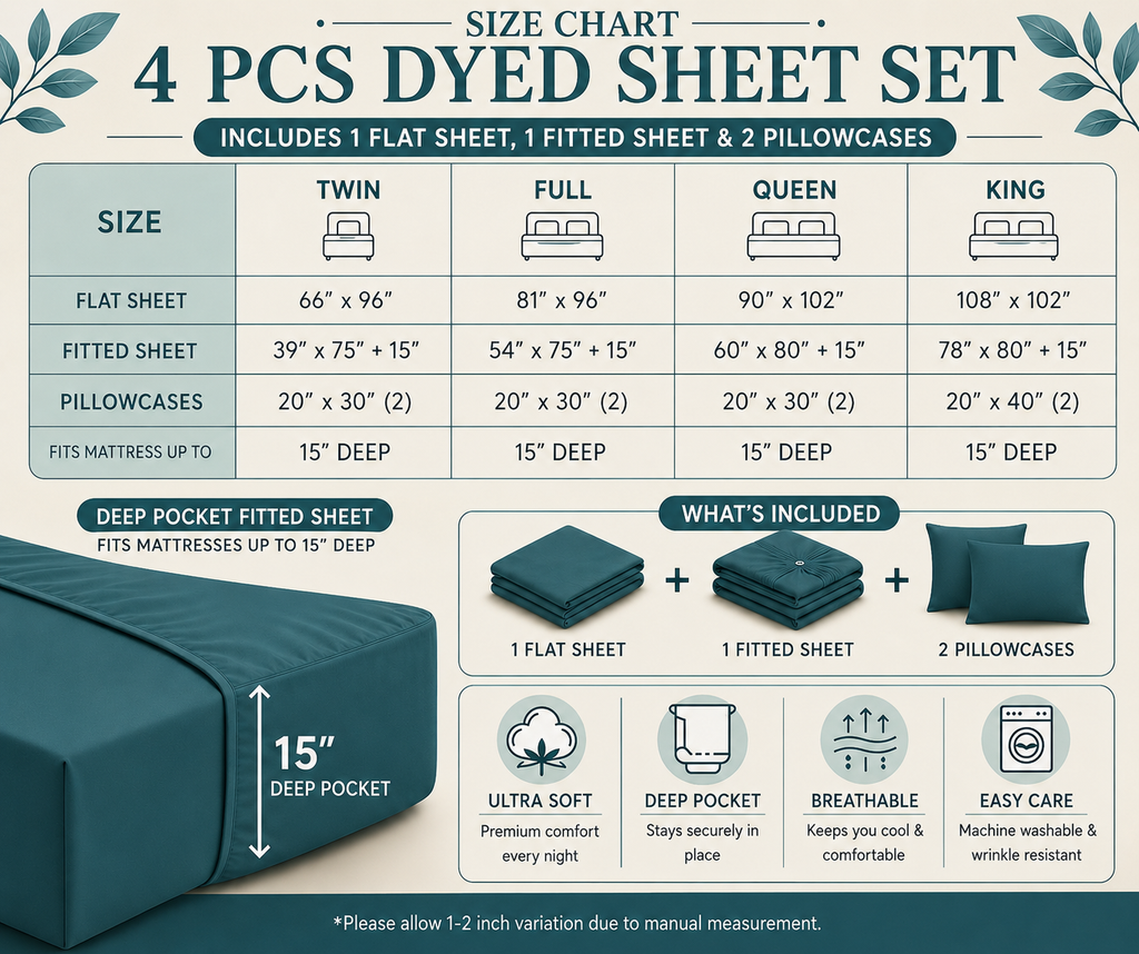 Khawab Home 4 PCS Slate Teal Sheet Set