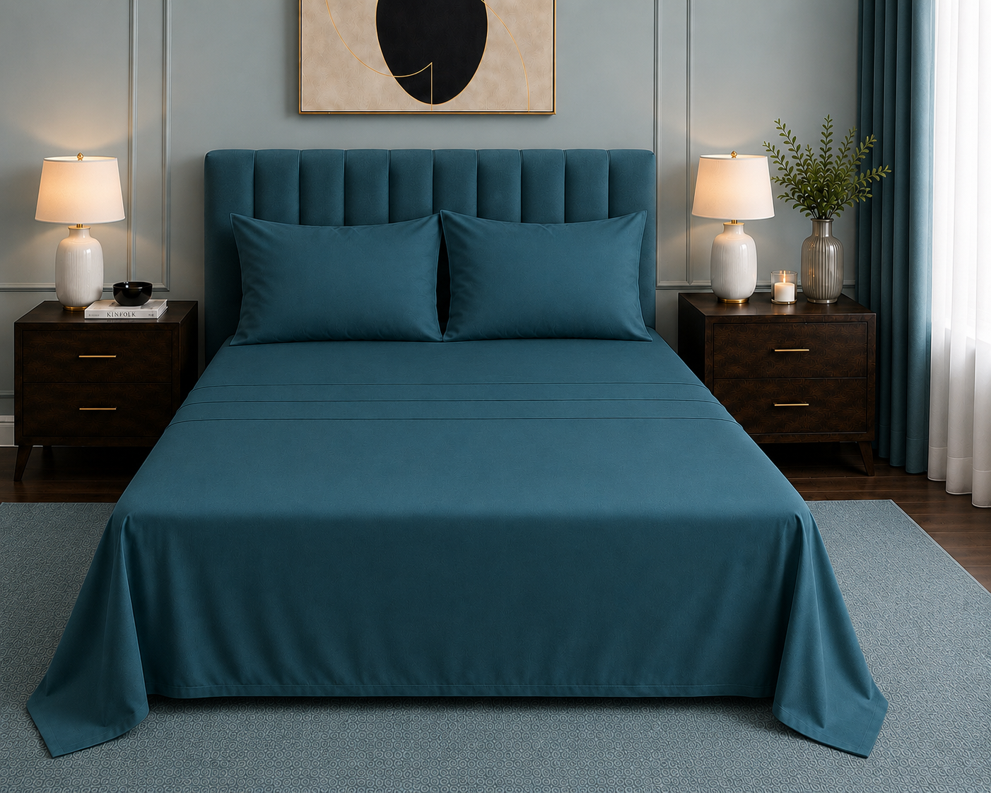 Khawab Home 4 PCS Slate Teal Sheet Set