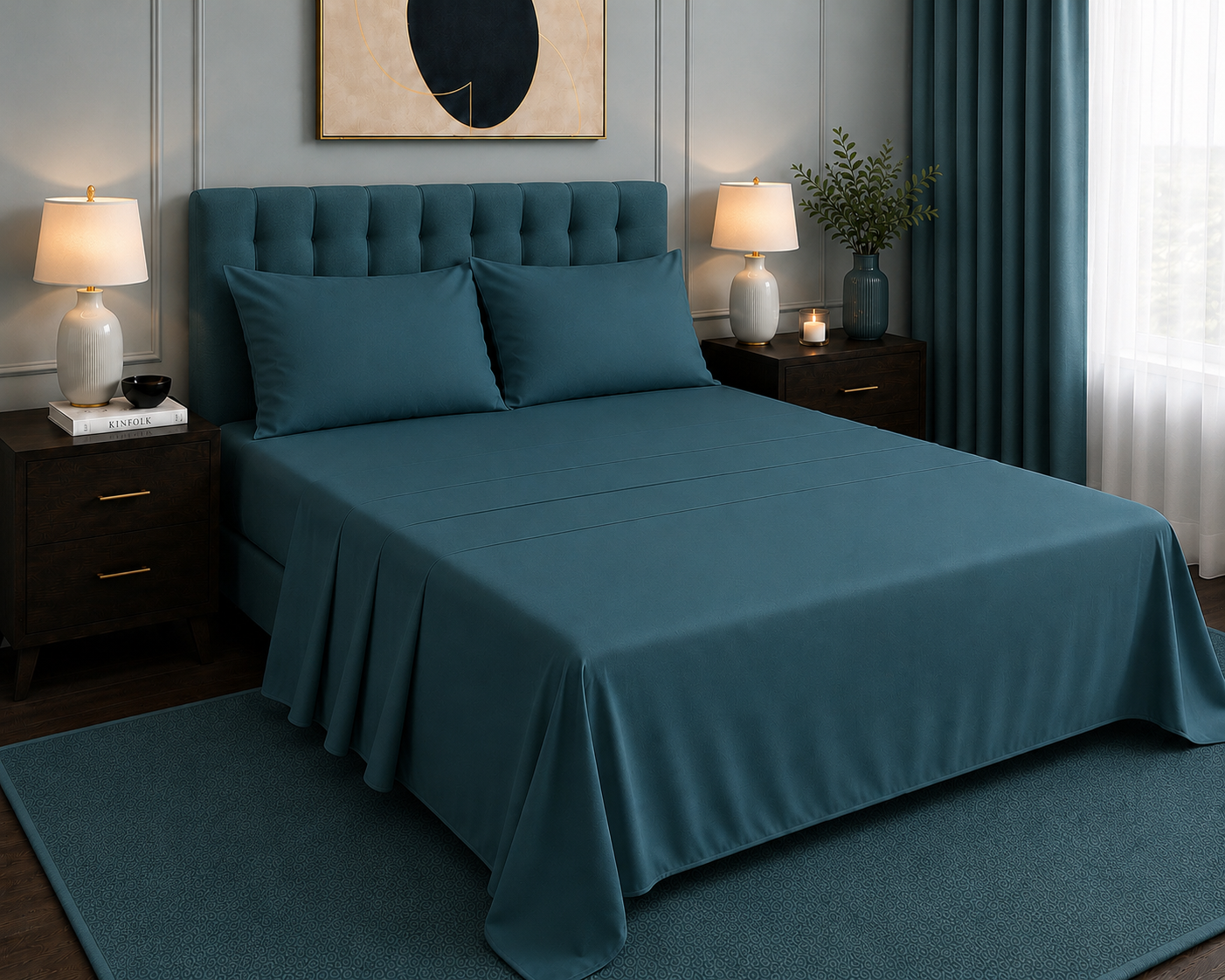 Khawab Home 4 PCS Slate Teal Sheet Set