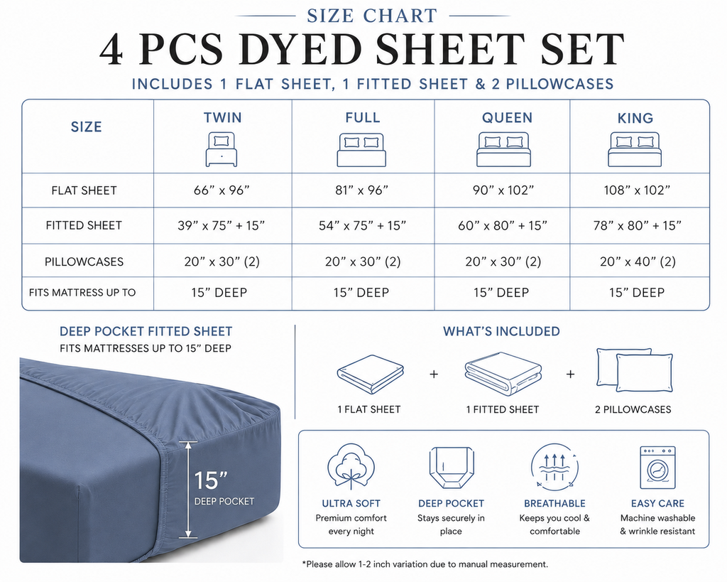 Khawab Home 4 PCS Steel Blue Sheet Set